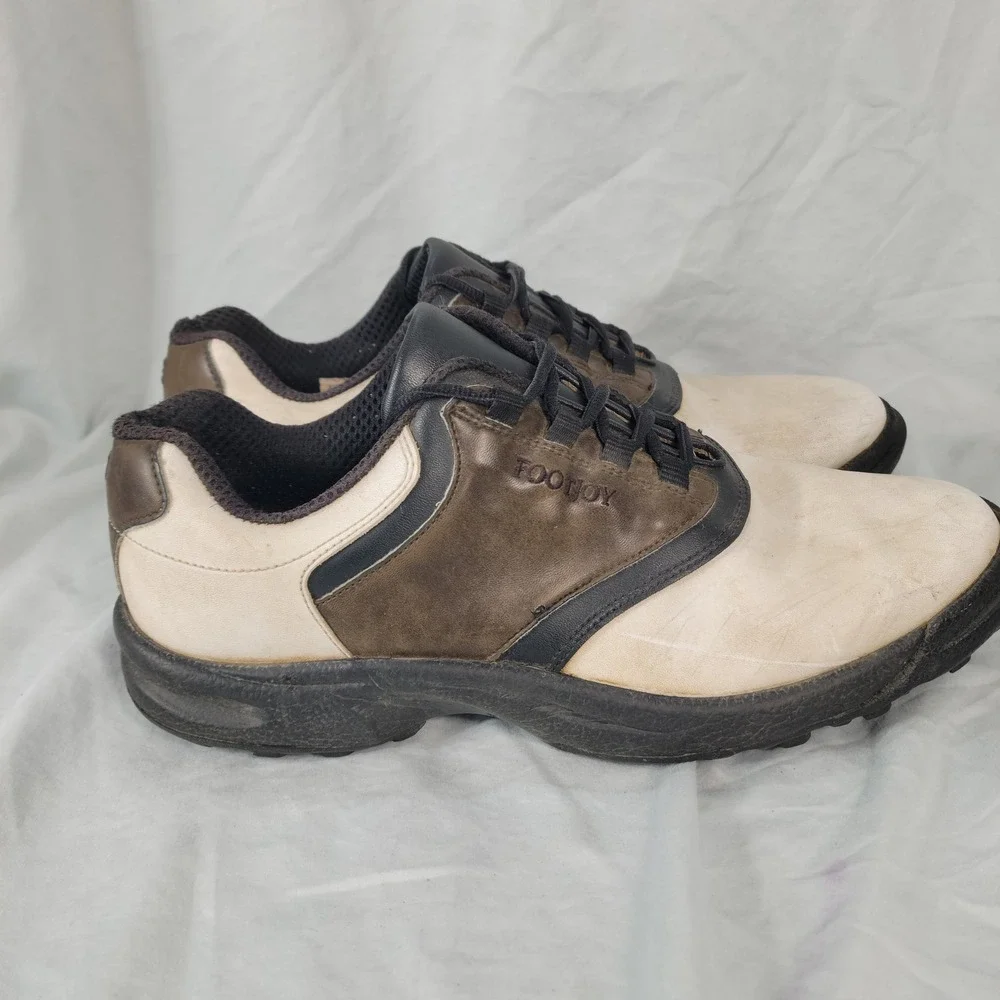 FootJoy Golf Shoes Men 11.5 Brown White Cleated Spikes Sport Golfing Golfwear